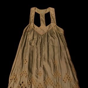 Iridescent Green V-neck Swing Dress